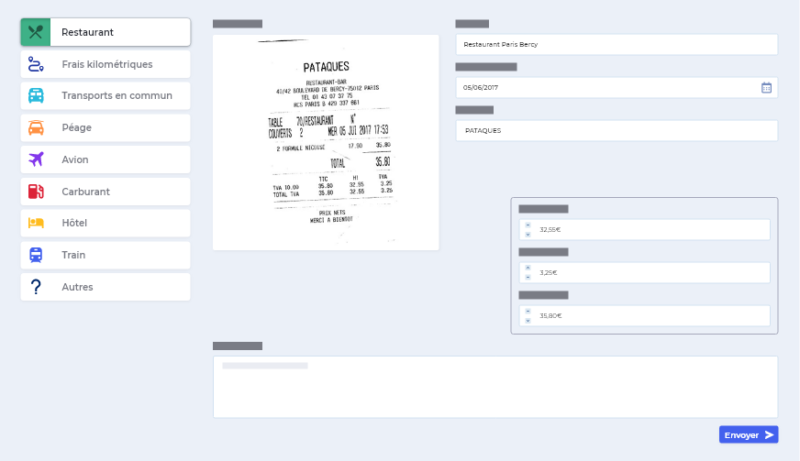 saisie notes de frais, OCR